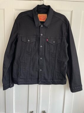 Levi’s Denim Trucker Jean Jacket Jet Black Mens Large Classic Coat